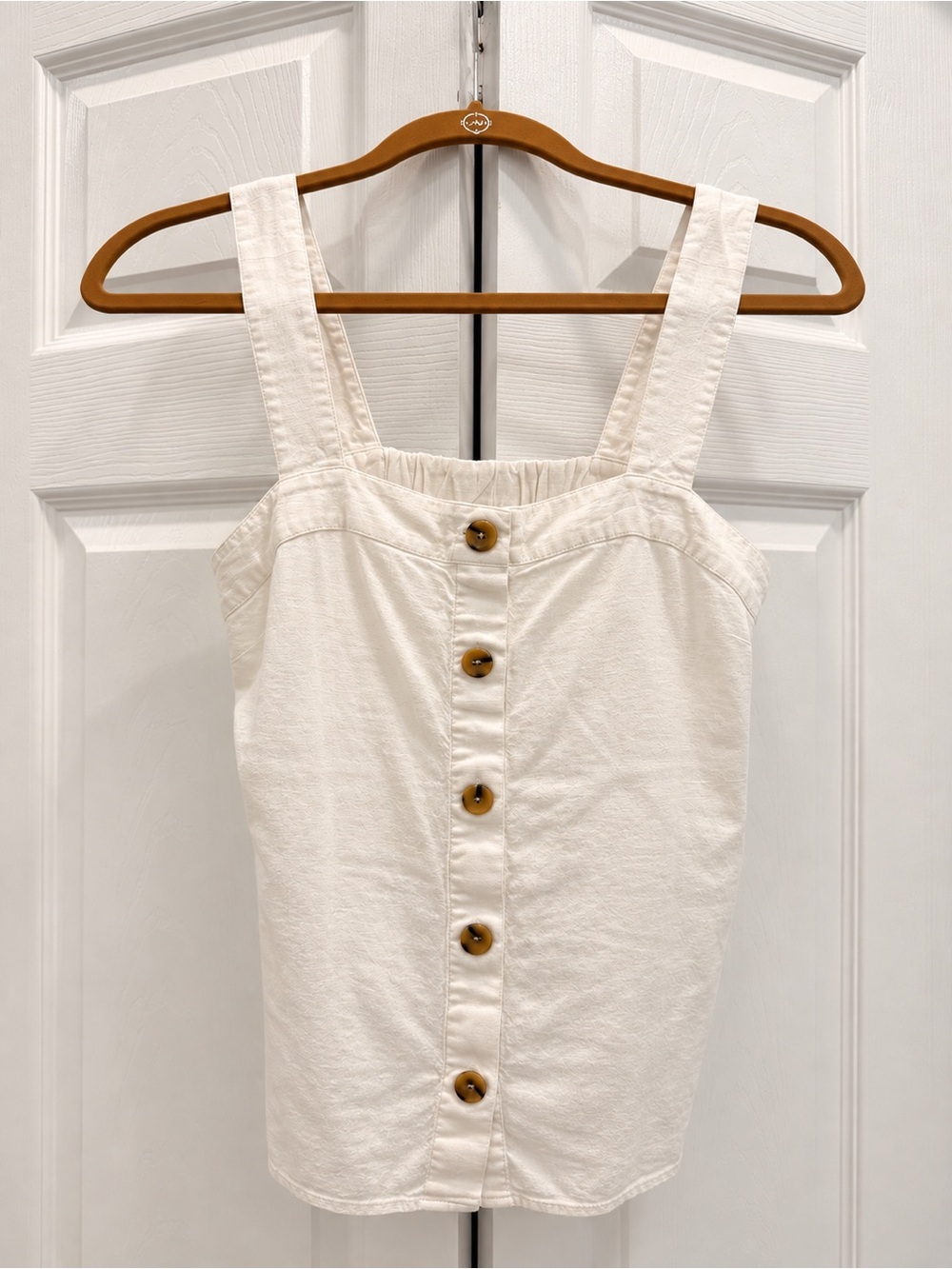 J.Crew Squareneck button-front linen top White XS